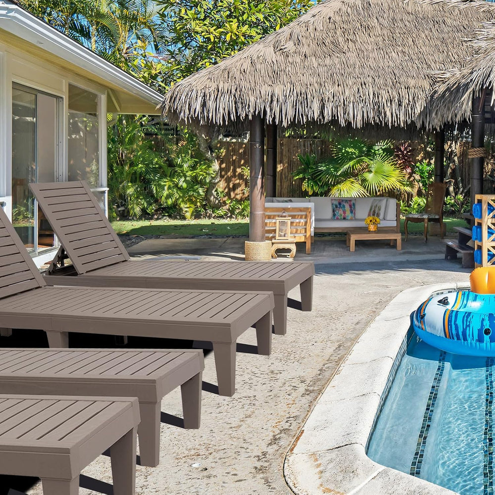Outdoor Chaise Lounge Chair for Pool, Patio Bench Waterproof Sunbed,Grey