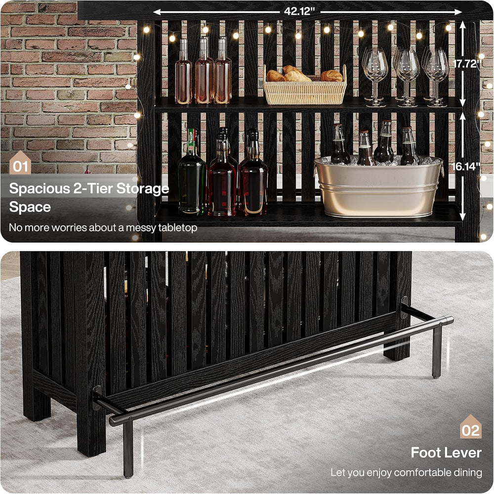 Tribesigns 63" Large Bar Table, Black Counter Height Table with Footrest