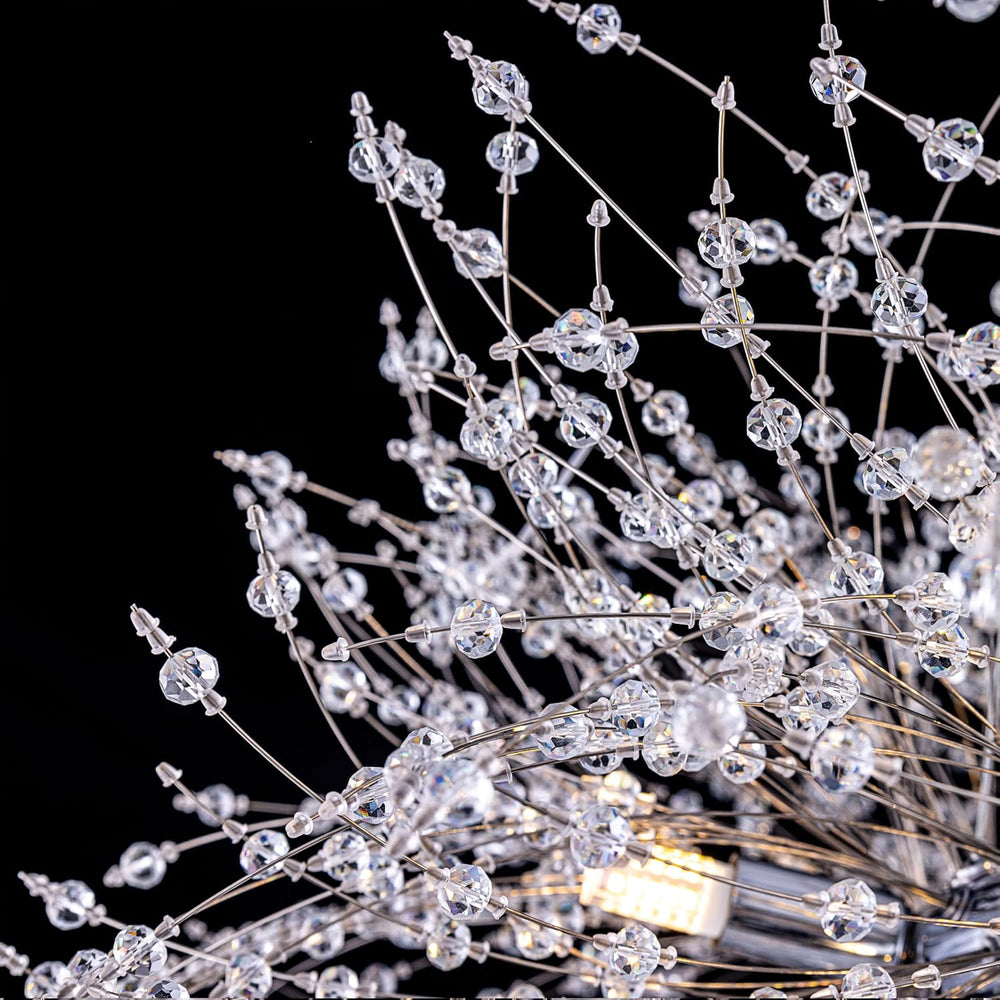 Wellmet Firework Chandelier 38 inch, Modern Crystal Chandelier Chrome Wagon W...