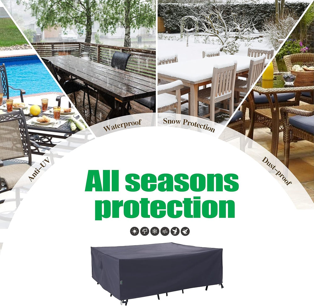 F&J Outdoors Large Patio Furniture Covers, Grey, 126"W x 83"D x...