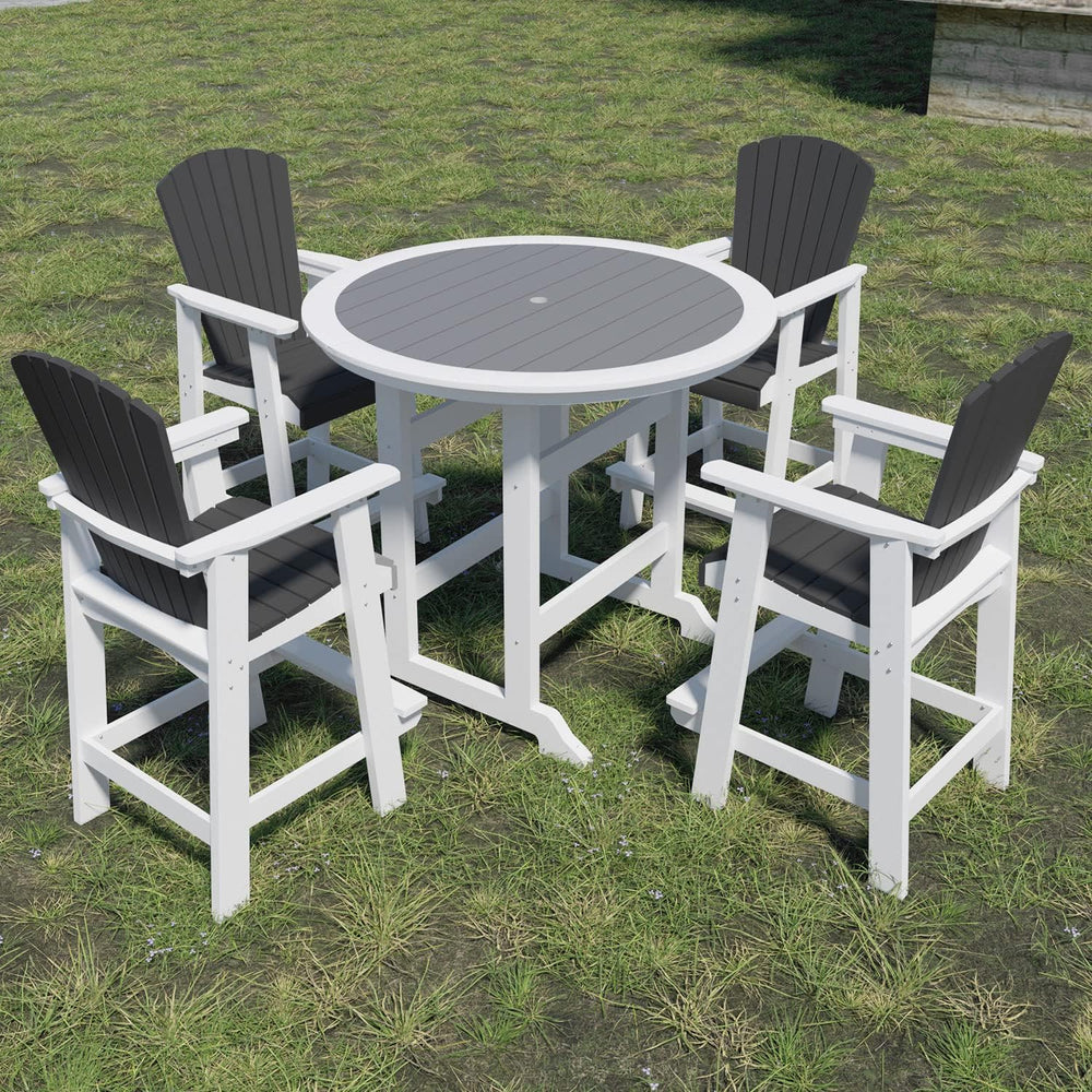 WILLIAMSPACE Patio Bar Table Set of 5, Height Outdoor Round Bar Table with 1....
