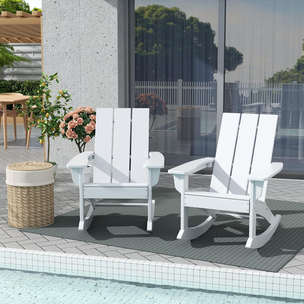 WestinTrends Ashore Patio Rocking Chairs Set of 4, All Weather Poly Lumber Pl...