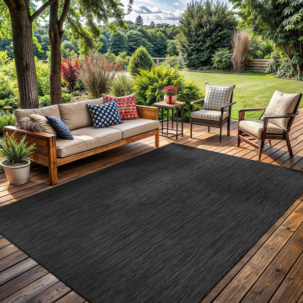 Washable Indoor Outdoor Rug 5x7 Weather Resistant Area Rugs Modern Solid for ...