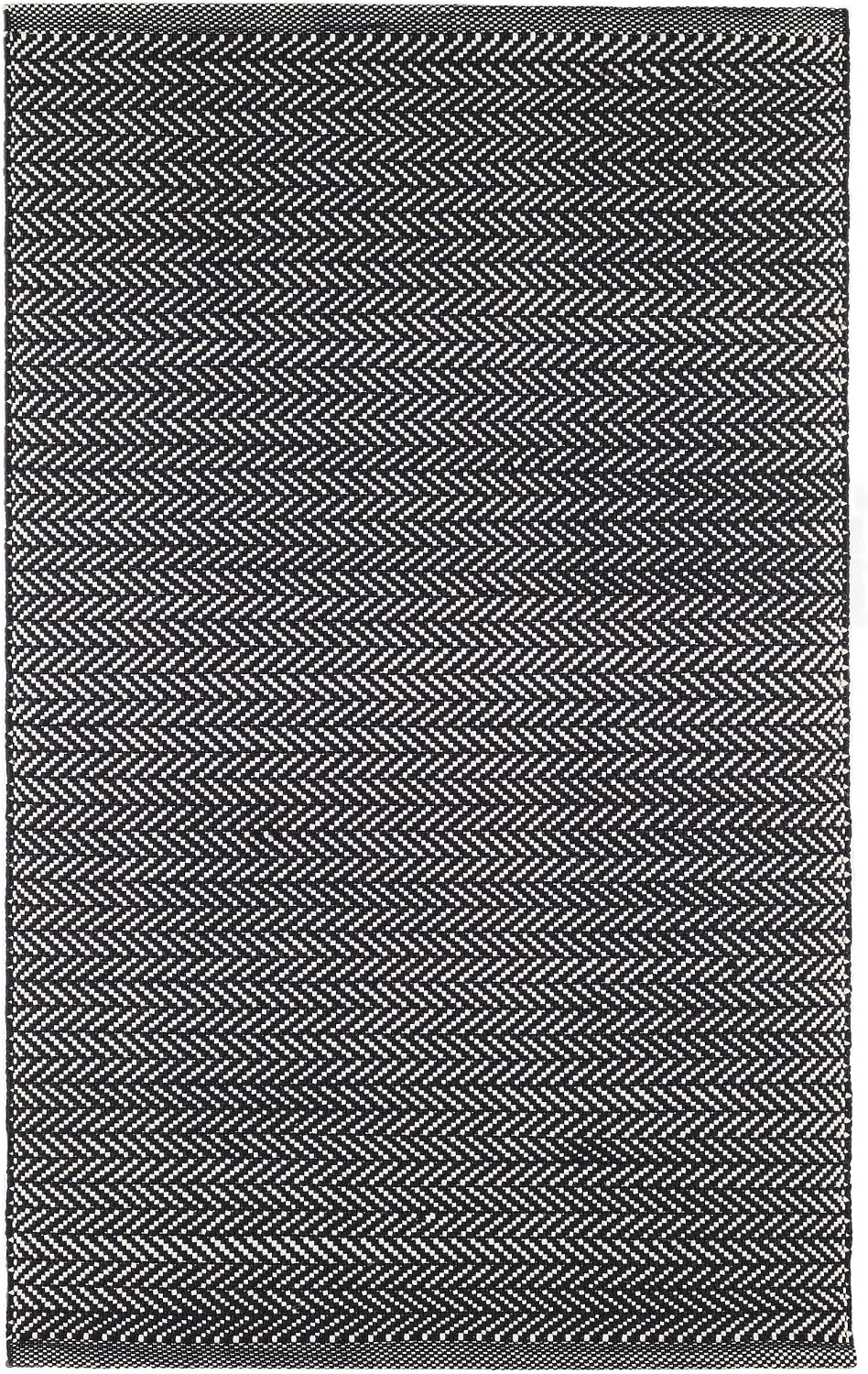 Dash & Albert Herringbone Black/Ivory Indoor/Outdoor Rug, 7'6"x9...