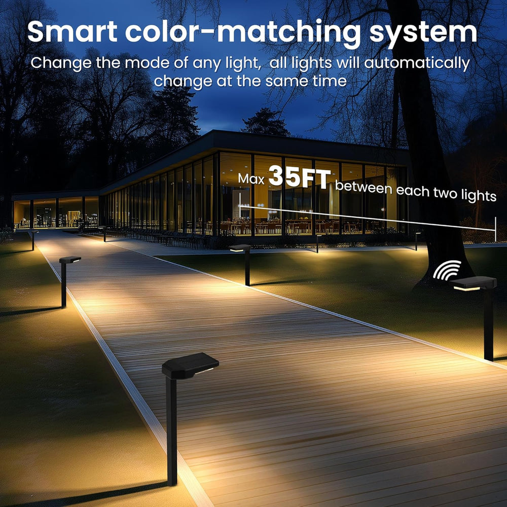 AUDERWIN Solar Pathway Lights Outdoor, Smart Color Changing 9-in-1 Modes