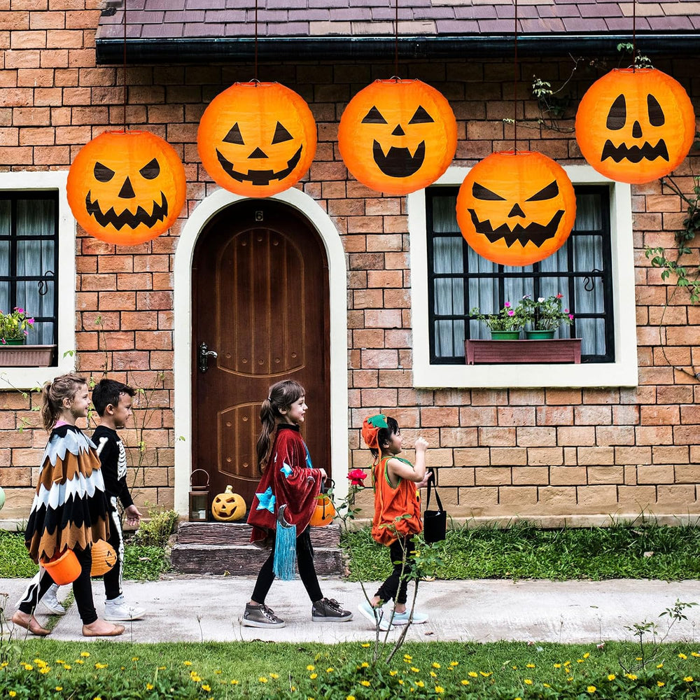 Retisee 20 Pcs 8 Inch Halloween Pumpkin Paper Lanterns Jack O Lantern