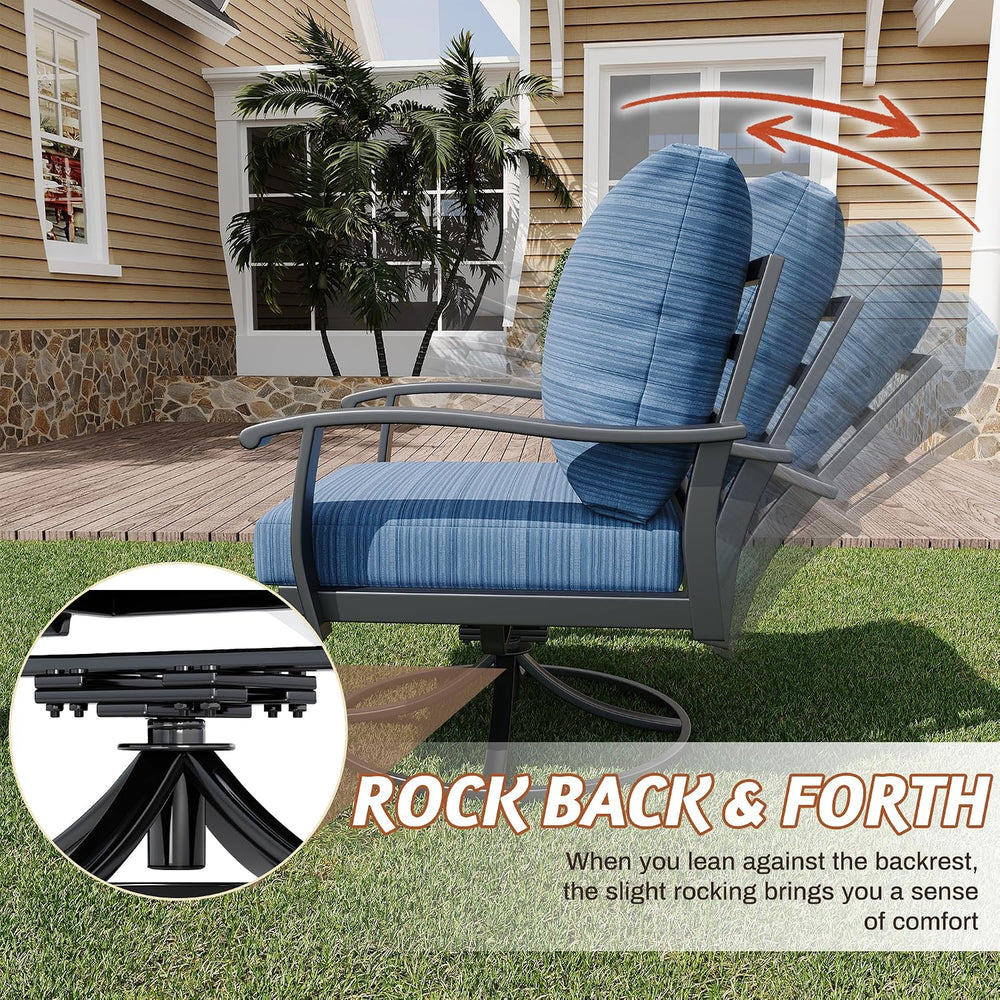 HOMREST Patio Furniture Sets 7 PCS Outdoor Metal Conversation Sets, 360 Degre...