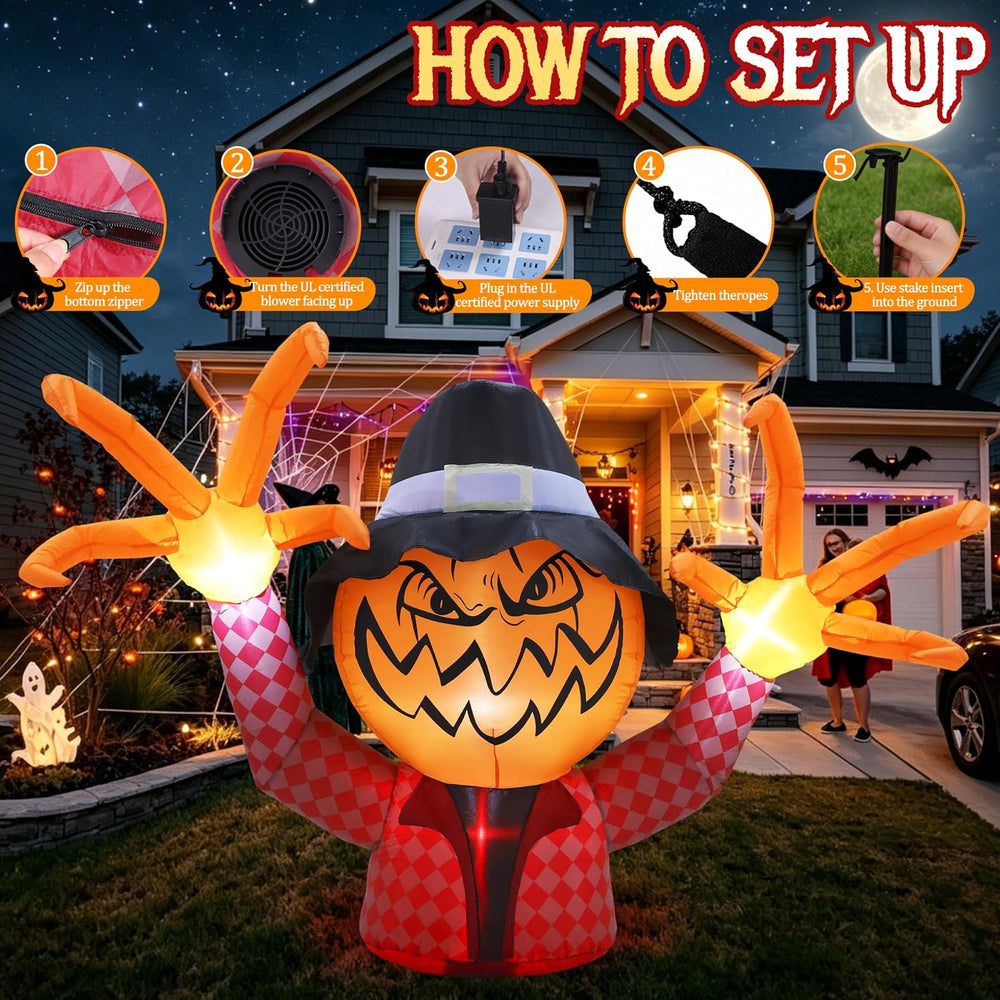 Halloween Inflatable Pumpkin Monster with Fingers Decorations