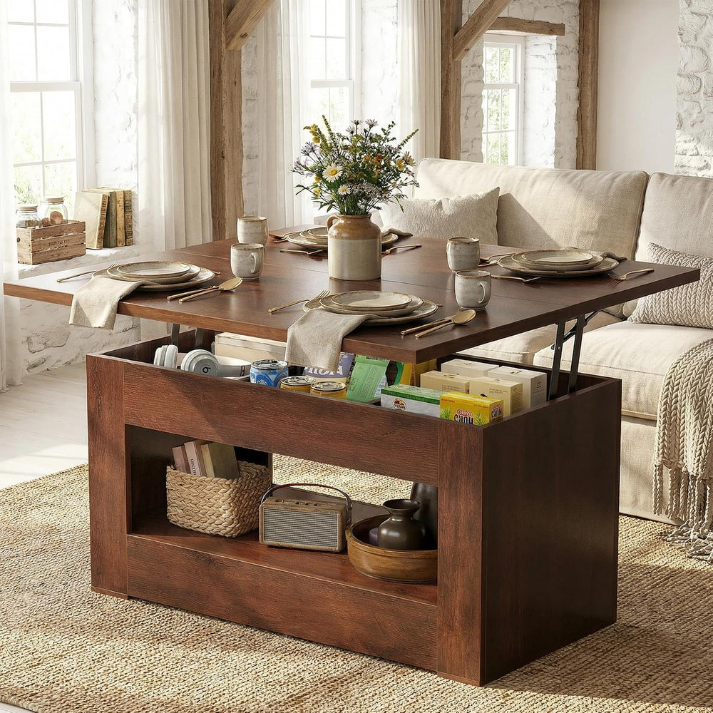 UNIQUITE 40" Lift Top Coffee Table, 4 in 1 Multi-Function Lift Coffee Ta...