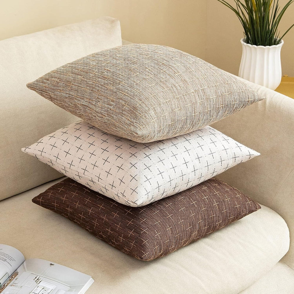 MIULEE Pack of 2 Decorative Burlap Linen Euro Sham Christmas Throw Pillow Cov...