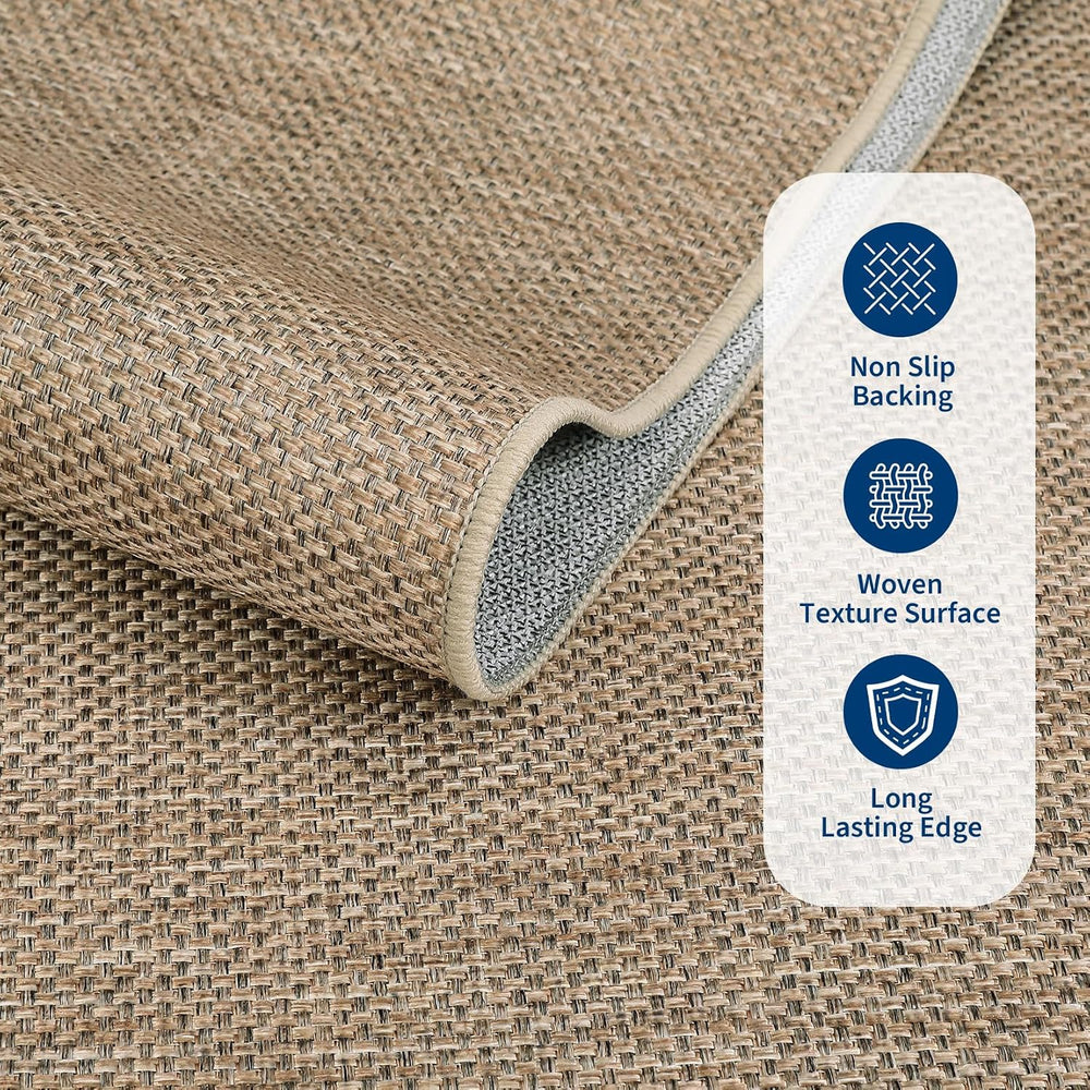 GarveeHome 5x7 Washable Area Rug for Bedroom Non Slip Easy Jute Rugs
