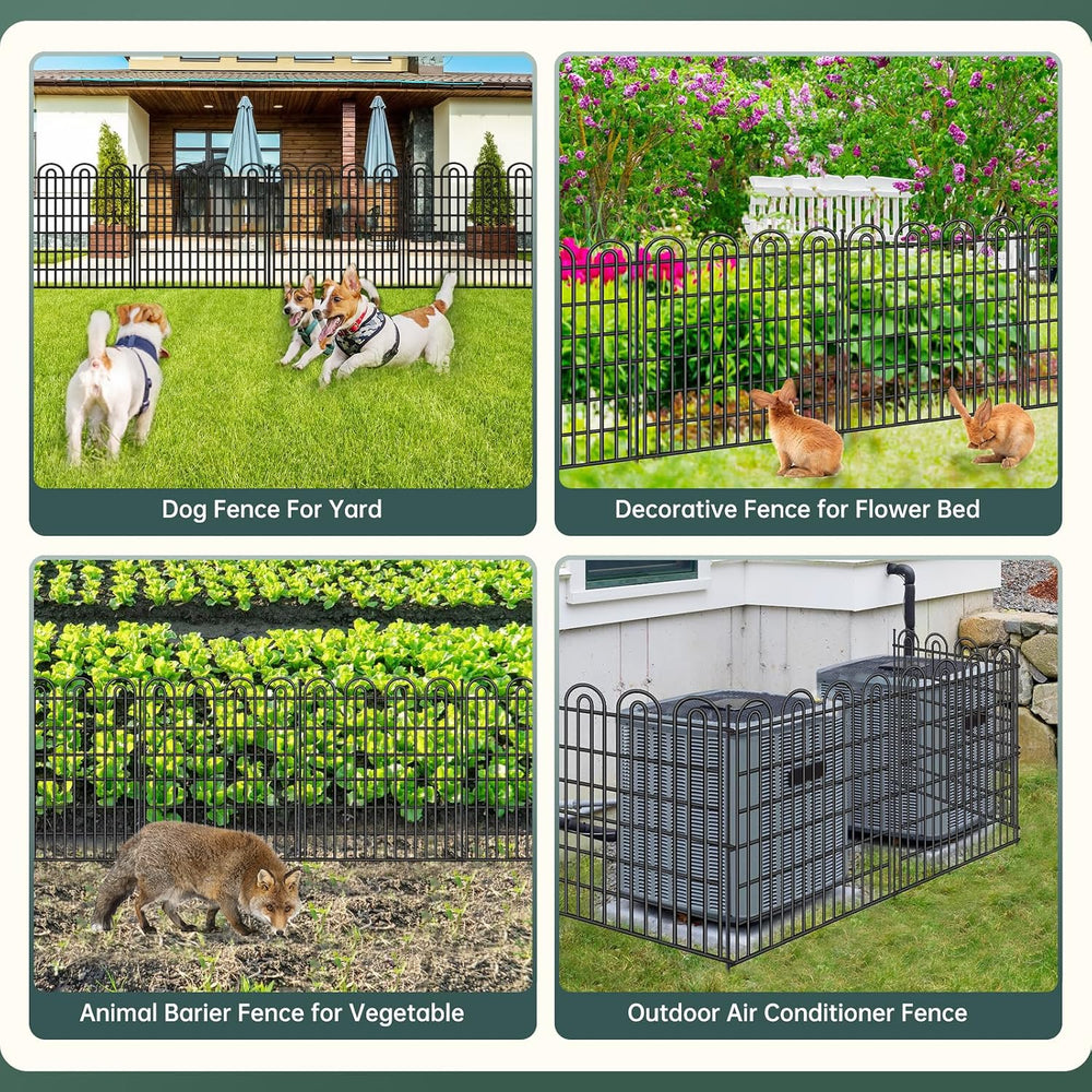 15 Panels Tall Garden Animal Barrier Fence with Gate, 33 in(H) X 36.8 ft(L) N...