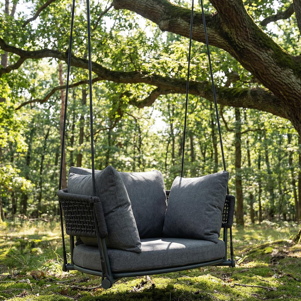 Swing Chair Outdoor, Single Hanging Porch Swing, Ceiling Hanging Chair for Be...