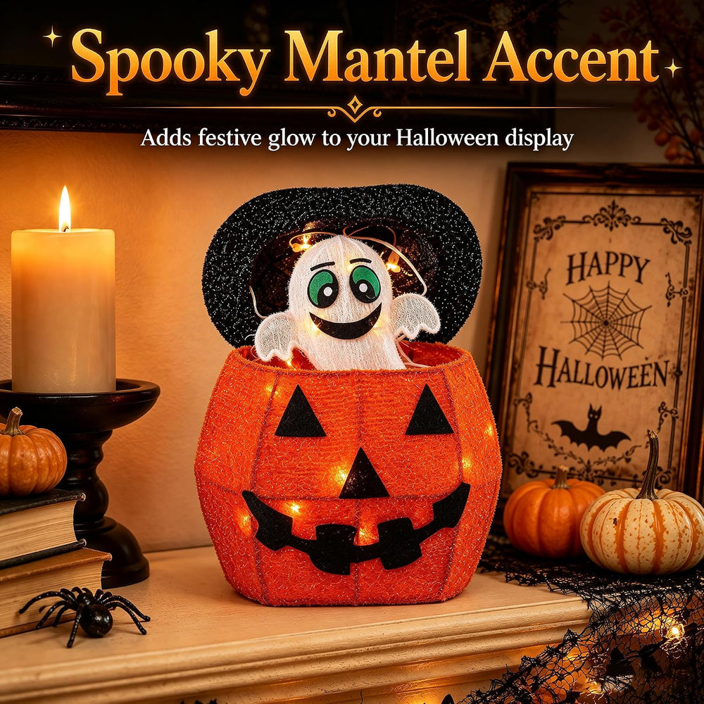 Halloween Decorations Outdoor, Lighted Pop-Up Ghost Gift Box