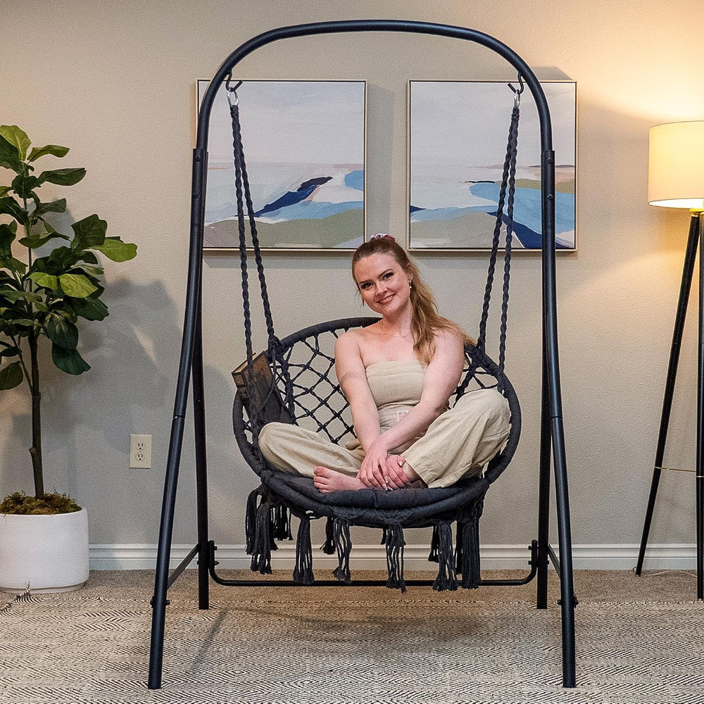 SUNCREAT Hammock Chair with Stand Included, Heavy Duty Hanging Chair with Sta...