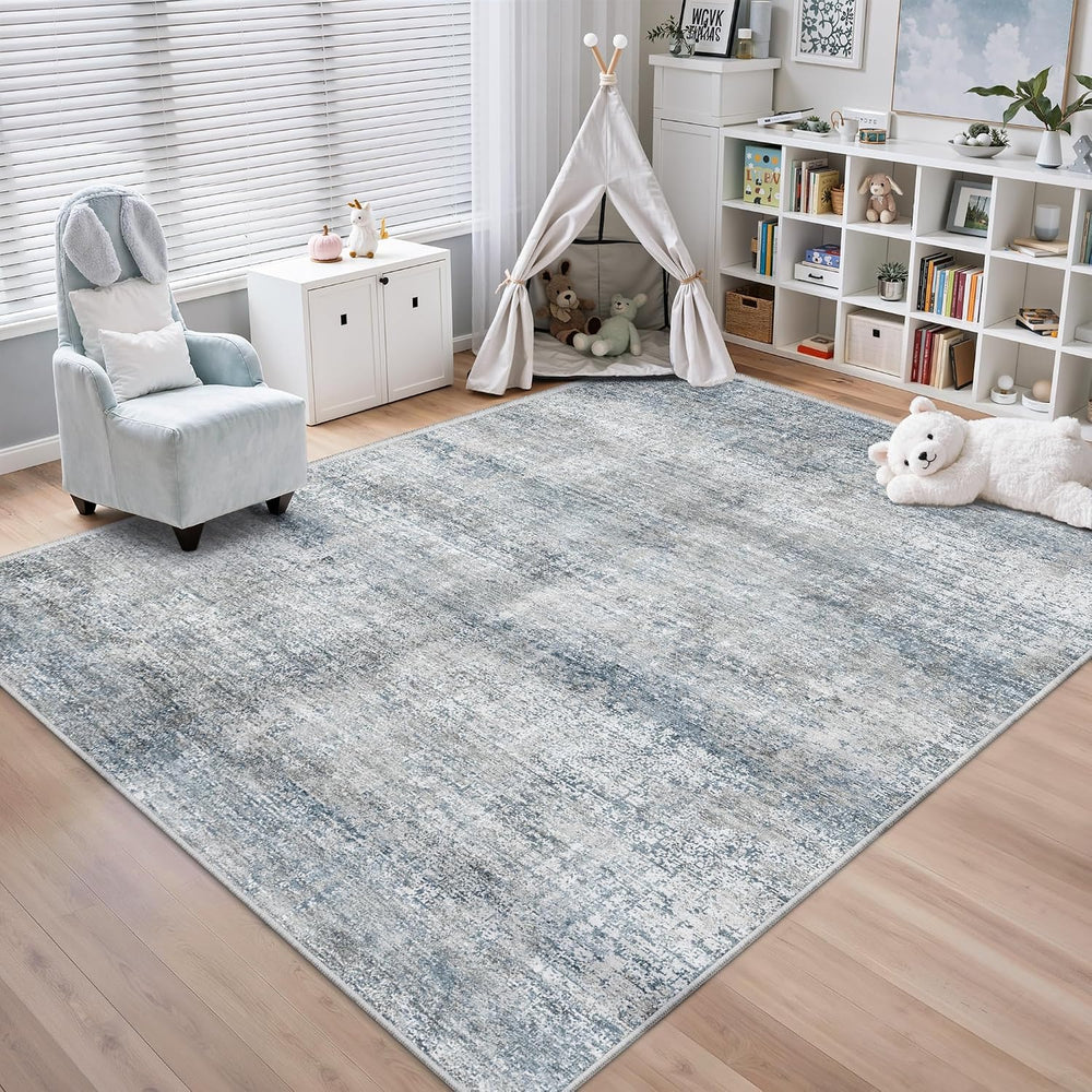 Cochyean 6x9 Area Rugs for Living Room Abstract Washable Rug, Blue Gray