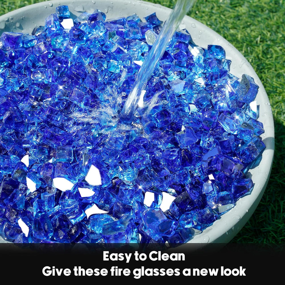 Skyflame 15LB Fire Glass for Propane Fire Pit, 1/2 Inch Cobalt Blue