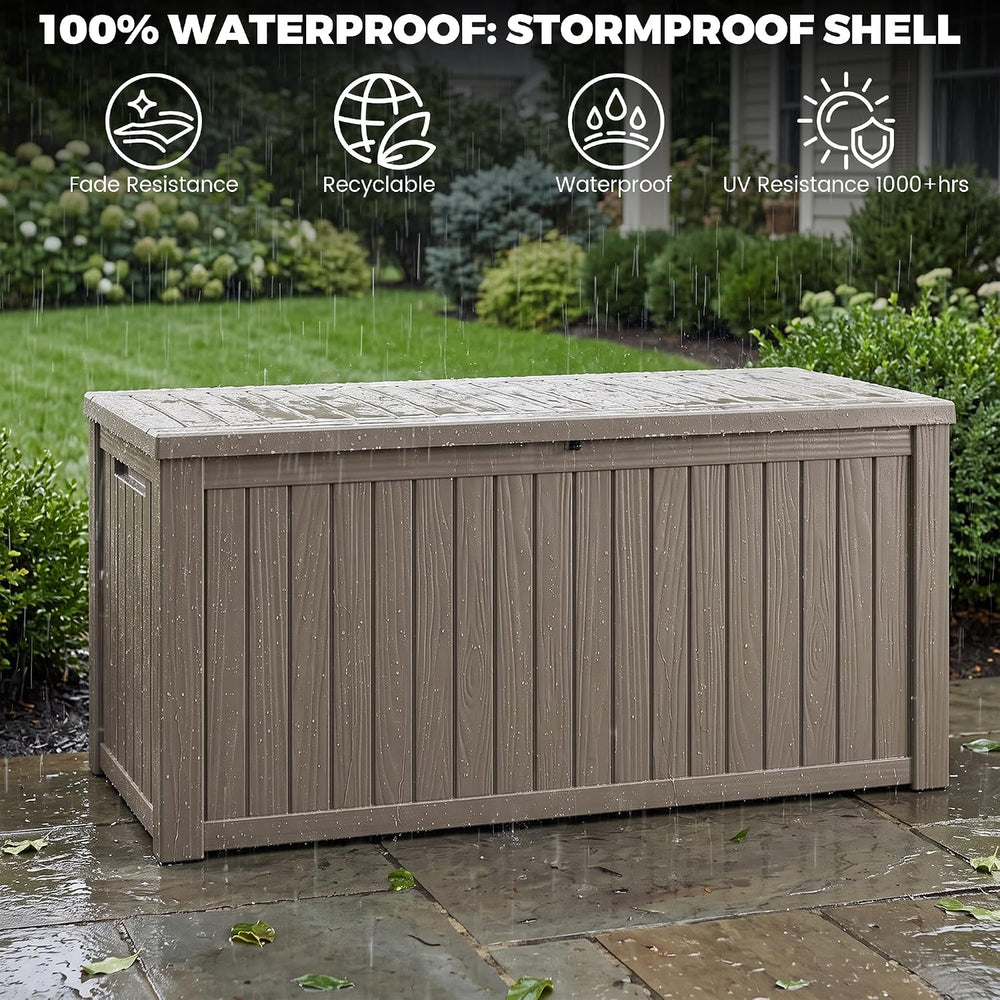 Outdoor Storage Box, 200 Gallon Waterproof Deck Box [Upgraded 3.1], Large Res...