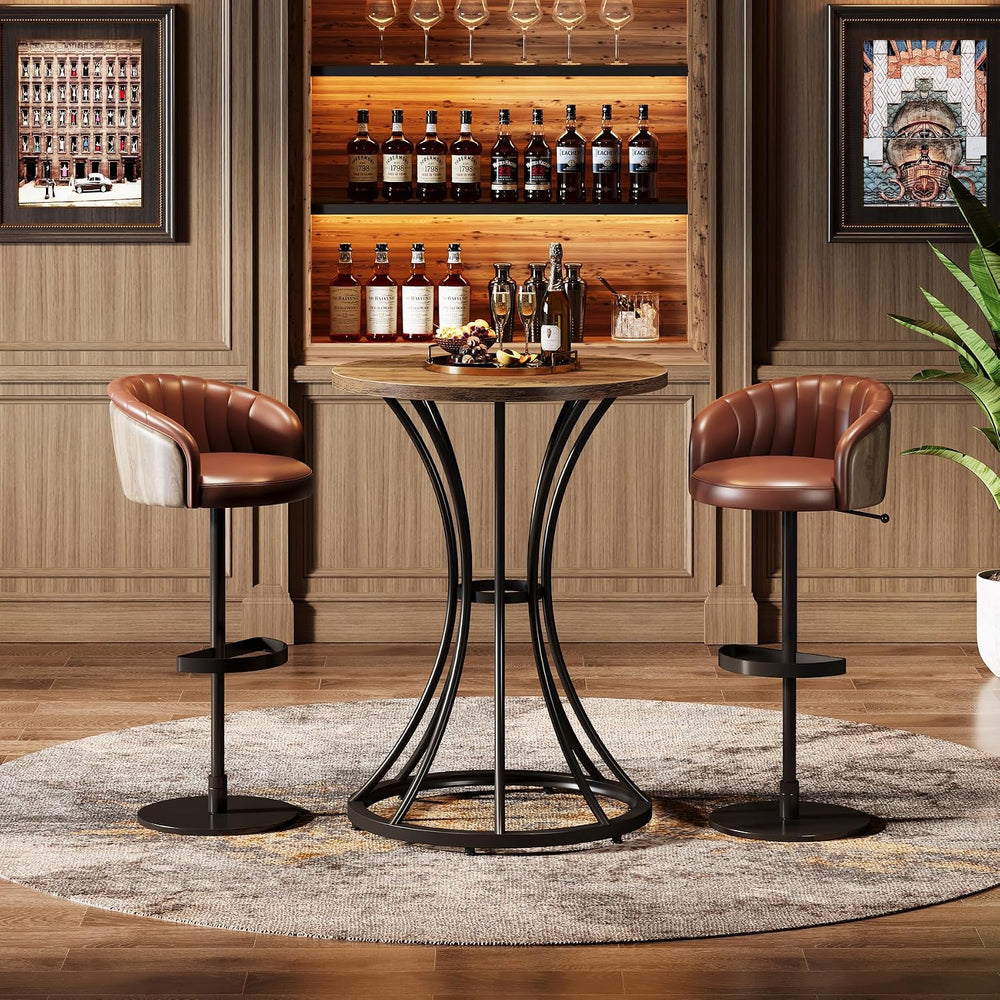 Tribesigns 37.4" H Bar Table, Round Bar Table with Curved Metal Base, Ba...