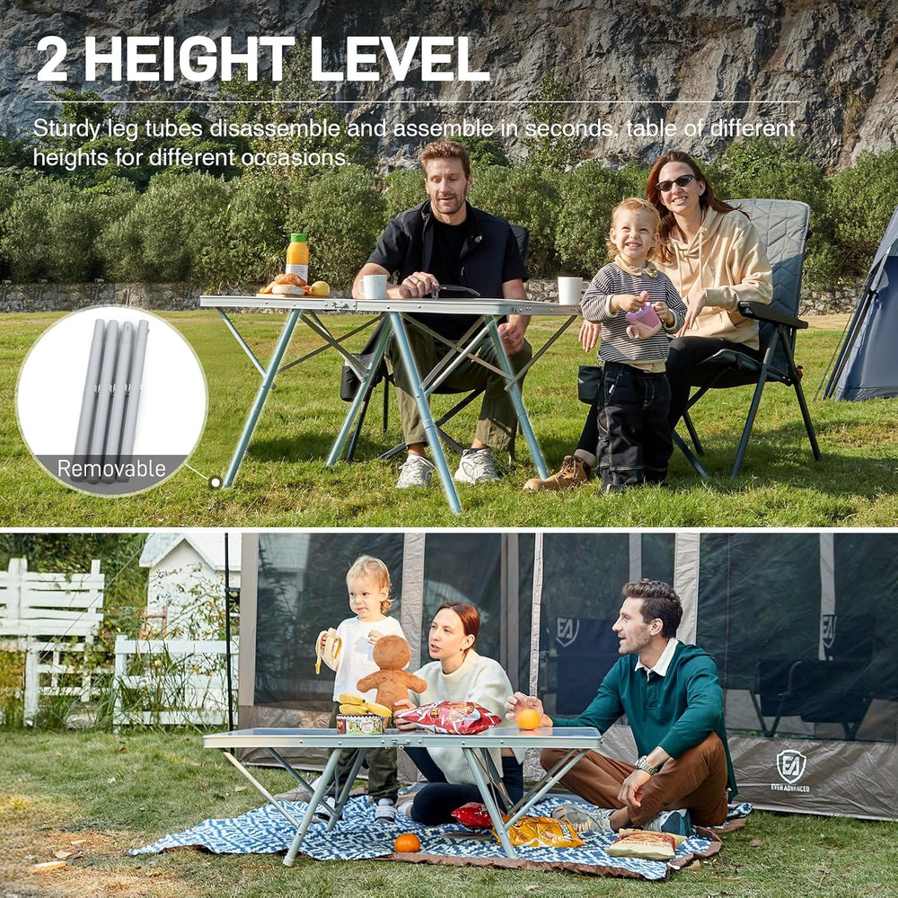 EVER ADVANCED Large Camping Table for 4-6 Person, Portable Folding Aluminum T...