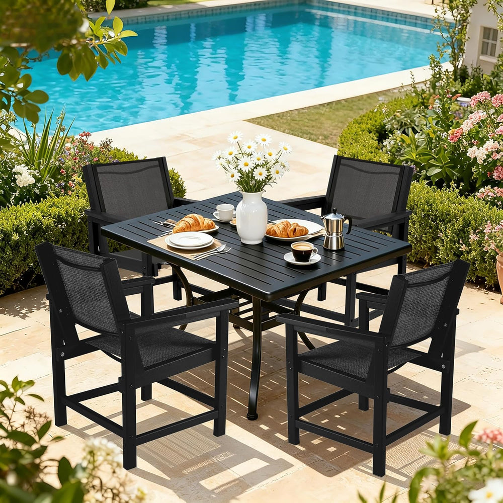 LZRS Dining Chairs,HDPE Outdoor Chairs Set of 4, All Wather Heavy Duty with C...