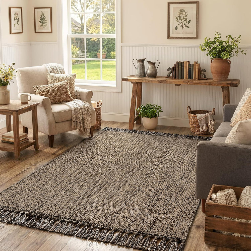 Collive 4' x 6' Bedroom Area Rug, Modern Farmhouse Indoor Outdoor Rugs