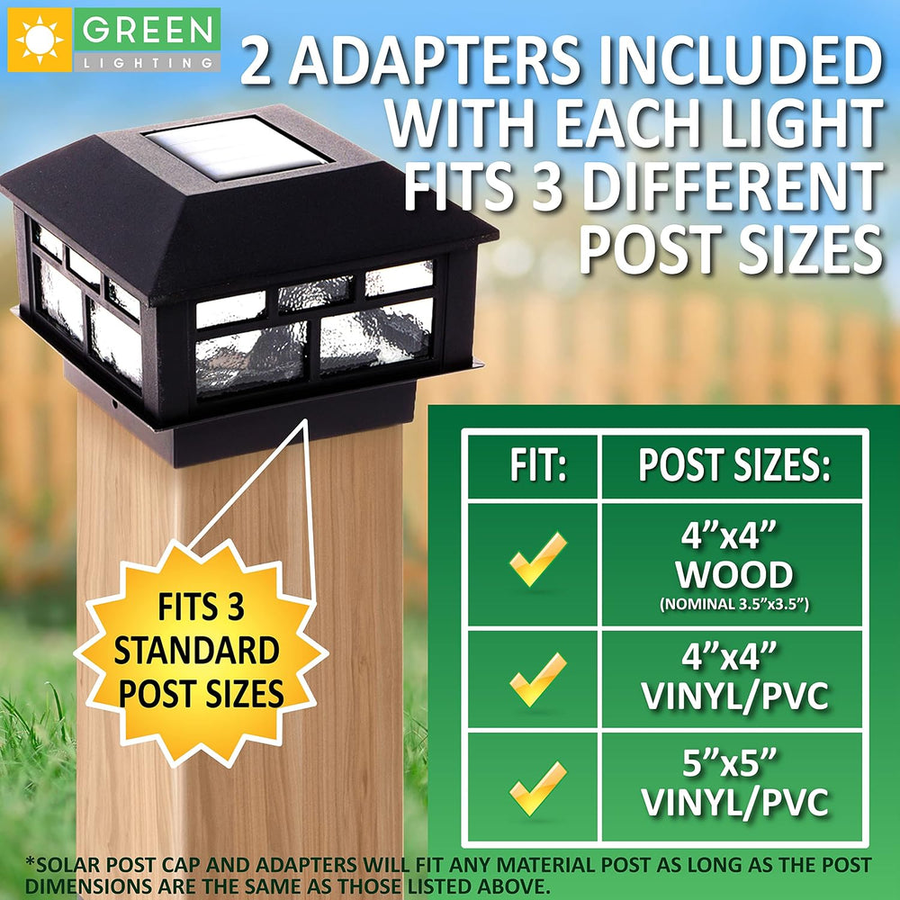 GreenLighting Modern Solar Post Cap Lights Fits 4x4 Wood, 4x4 & 5x5 PCV/V...