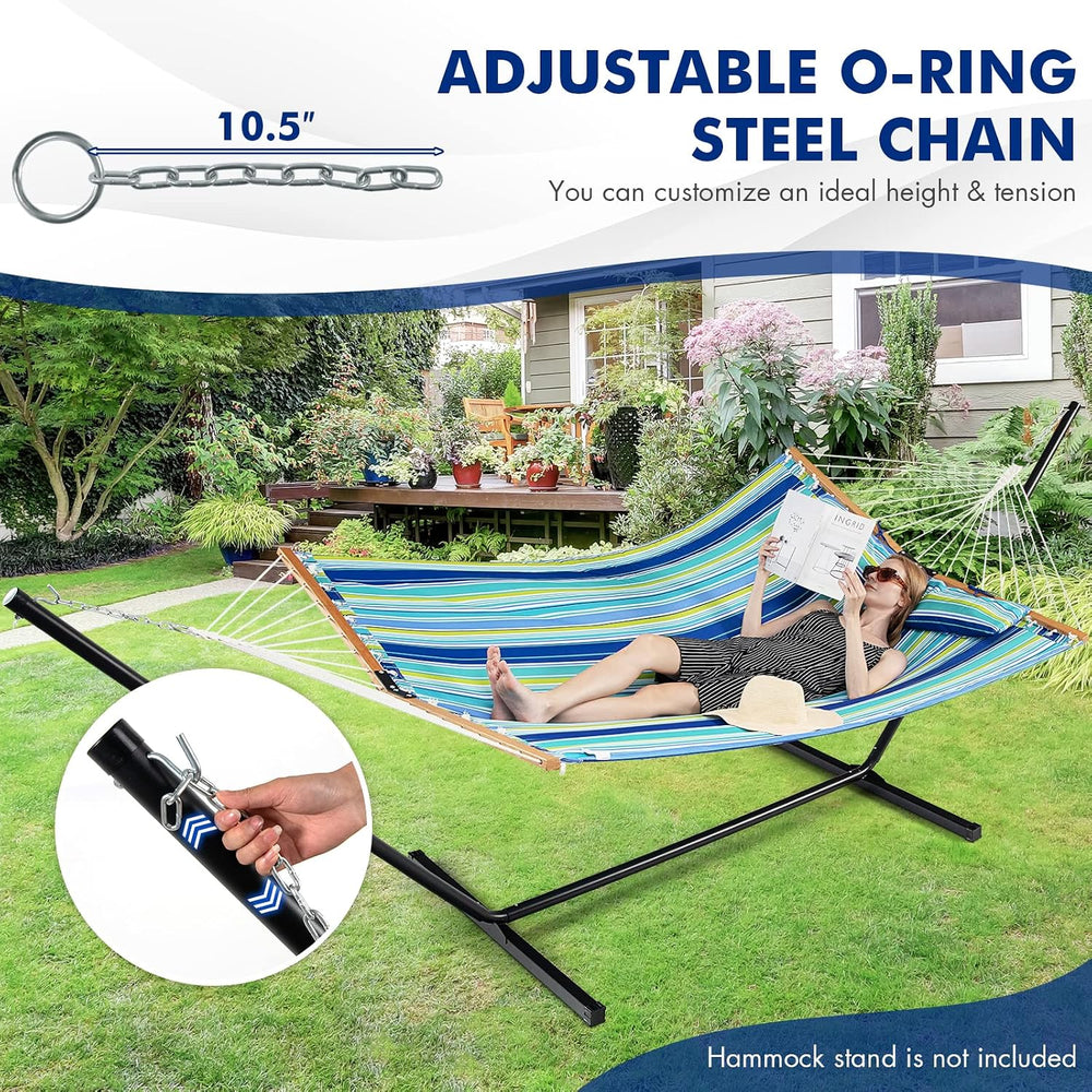 Goplus 10.5 FT Hammock, Quilted 2 Person Hammock w/Detachable Pillow, 330LBS ...