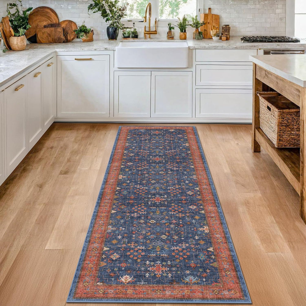 Hazo Haus Navy Blue Runner Rug 2x6 for Kitchen, Hallway, Mudroom, Laundry Roo...