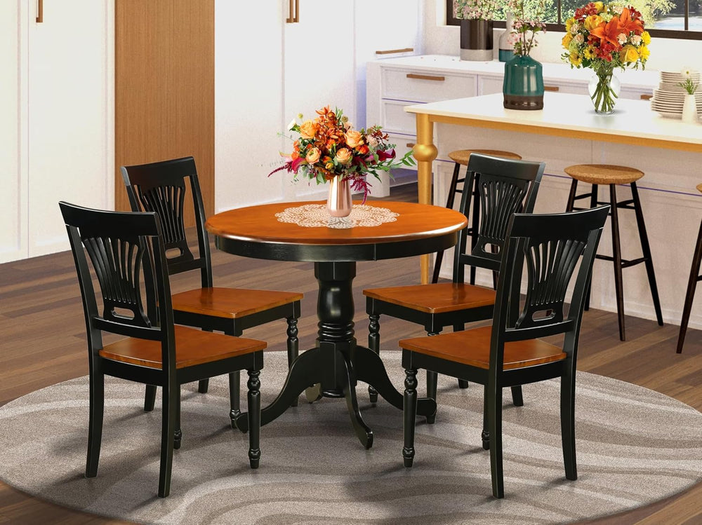 East West Furniture ANPL5-BLK-W 5 Piece Kitchen Table & Chairs Set Includ...
