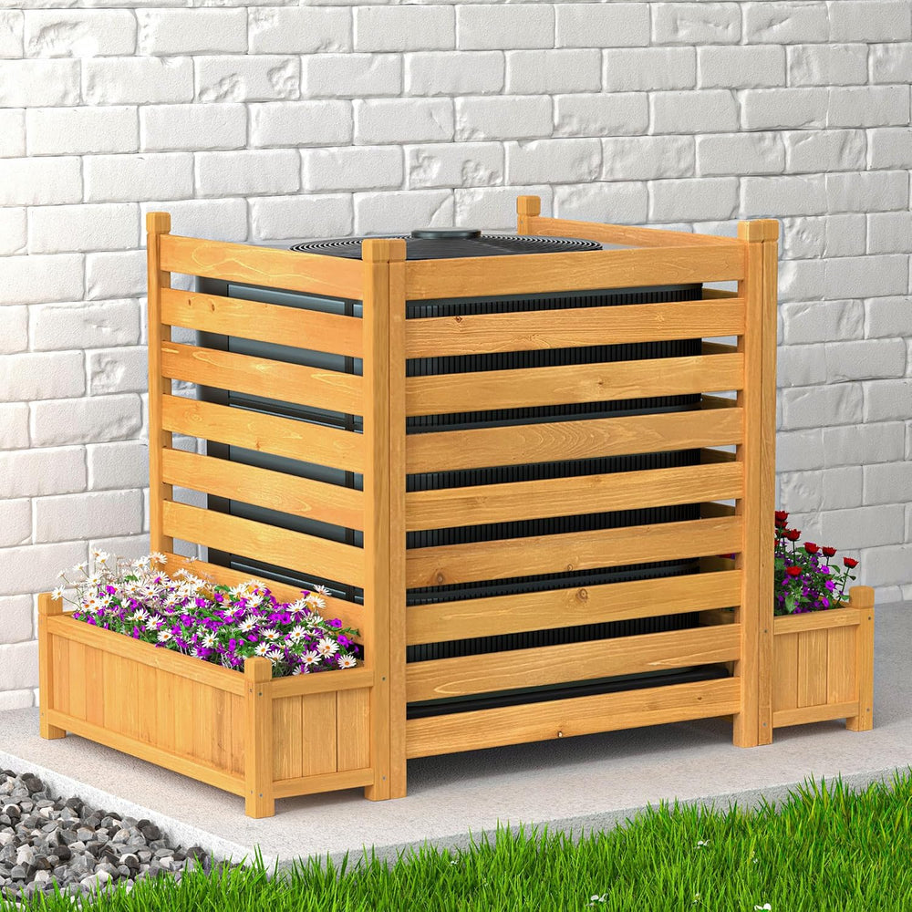 GDLF Air Conditioner Fence, Outdoor Wood AC Unit Privacy Screen, 3-Panel