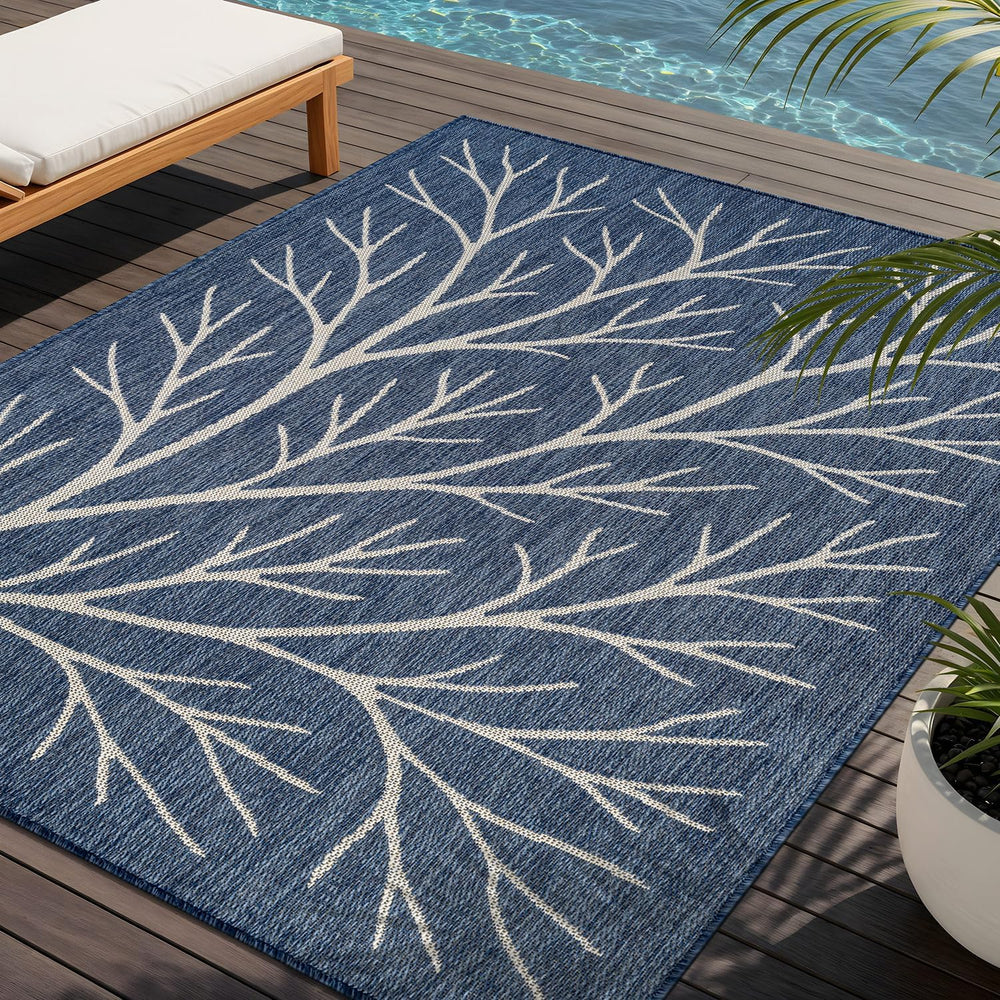 Washable Indoor Outdoor Rug 8x10 Modern Area Rugs Branch Pattern Non Shedding...