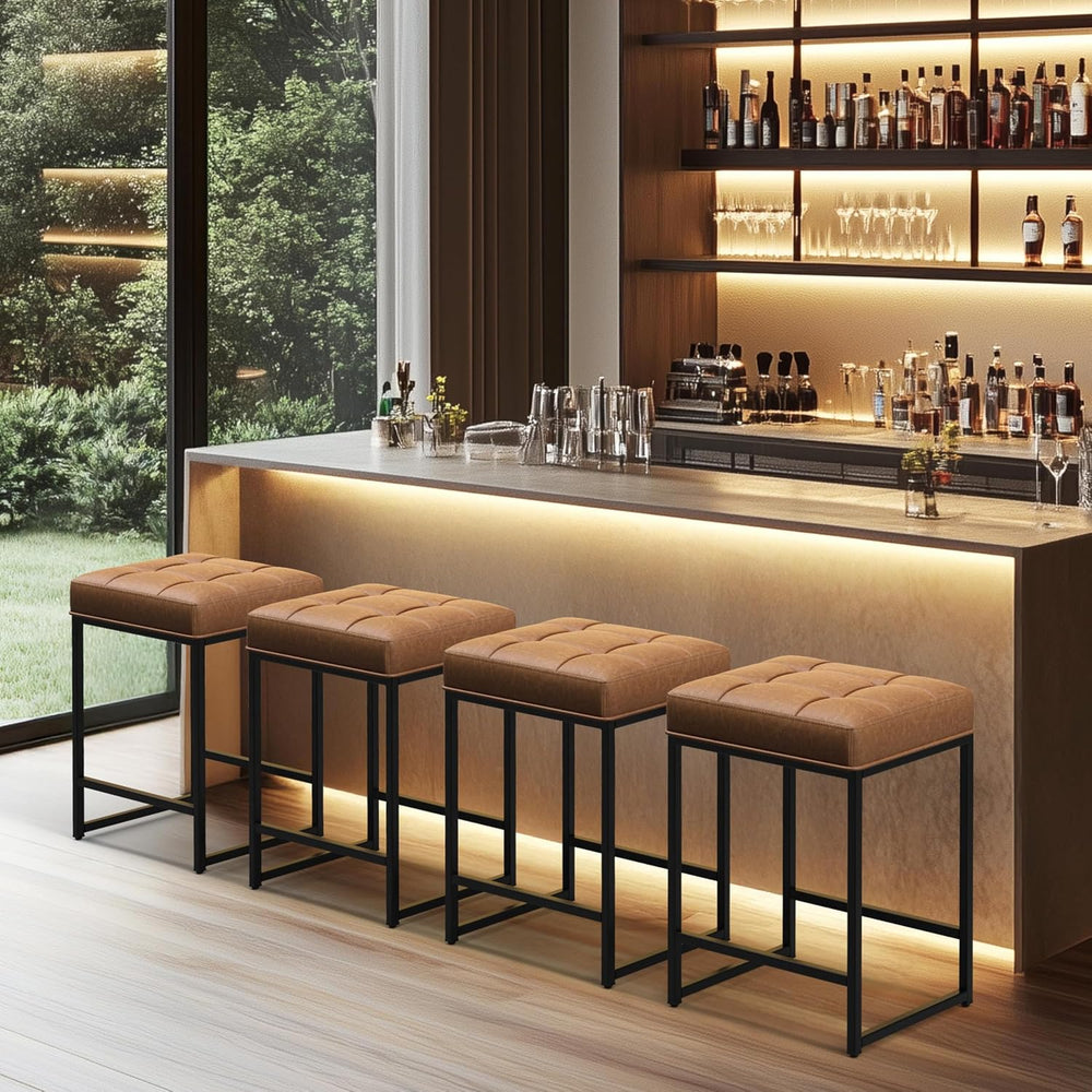 Yaheetech 24-Inch Backless Barstools Set of 2, Counter Height, Brown