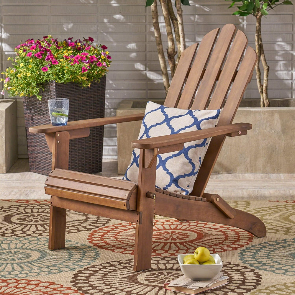 Christopher Knight Home Cara Outdoor Foldable Acacia Wood Adirondack Chair, D...