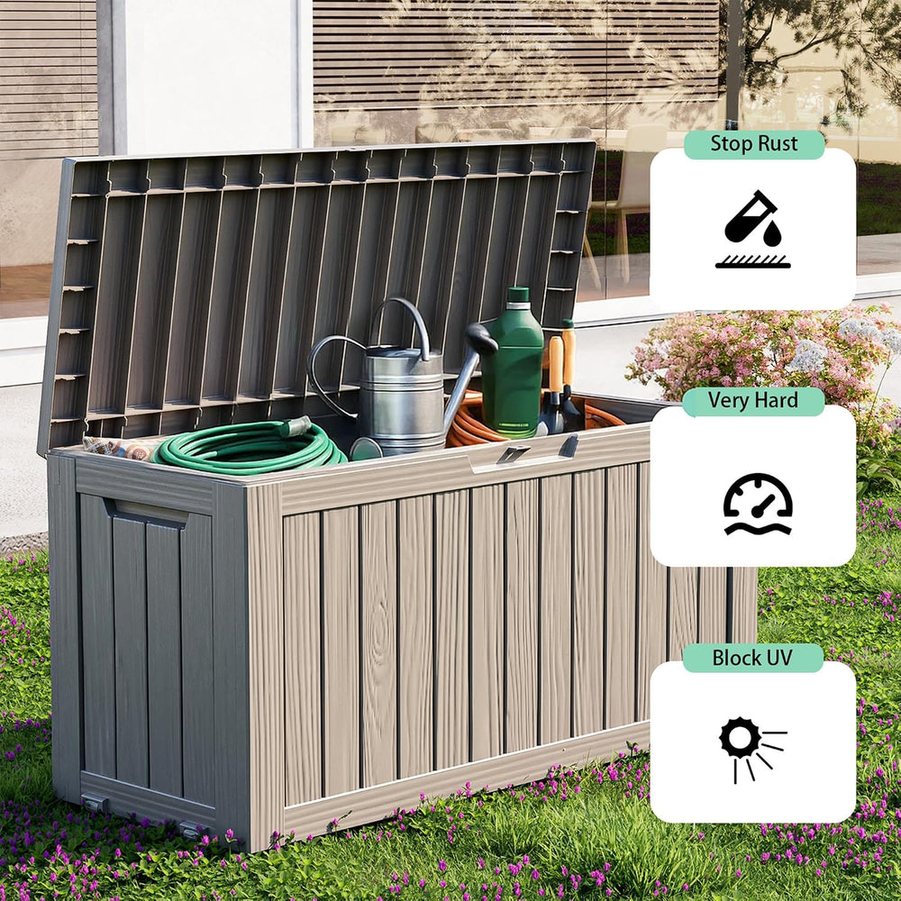 PatioZen 75 Gallon Outdoor Deck Box,Waterproof Resin Outdoor Storage Boxes, O...