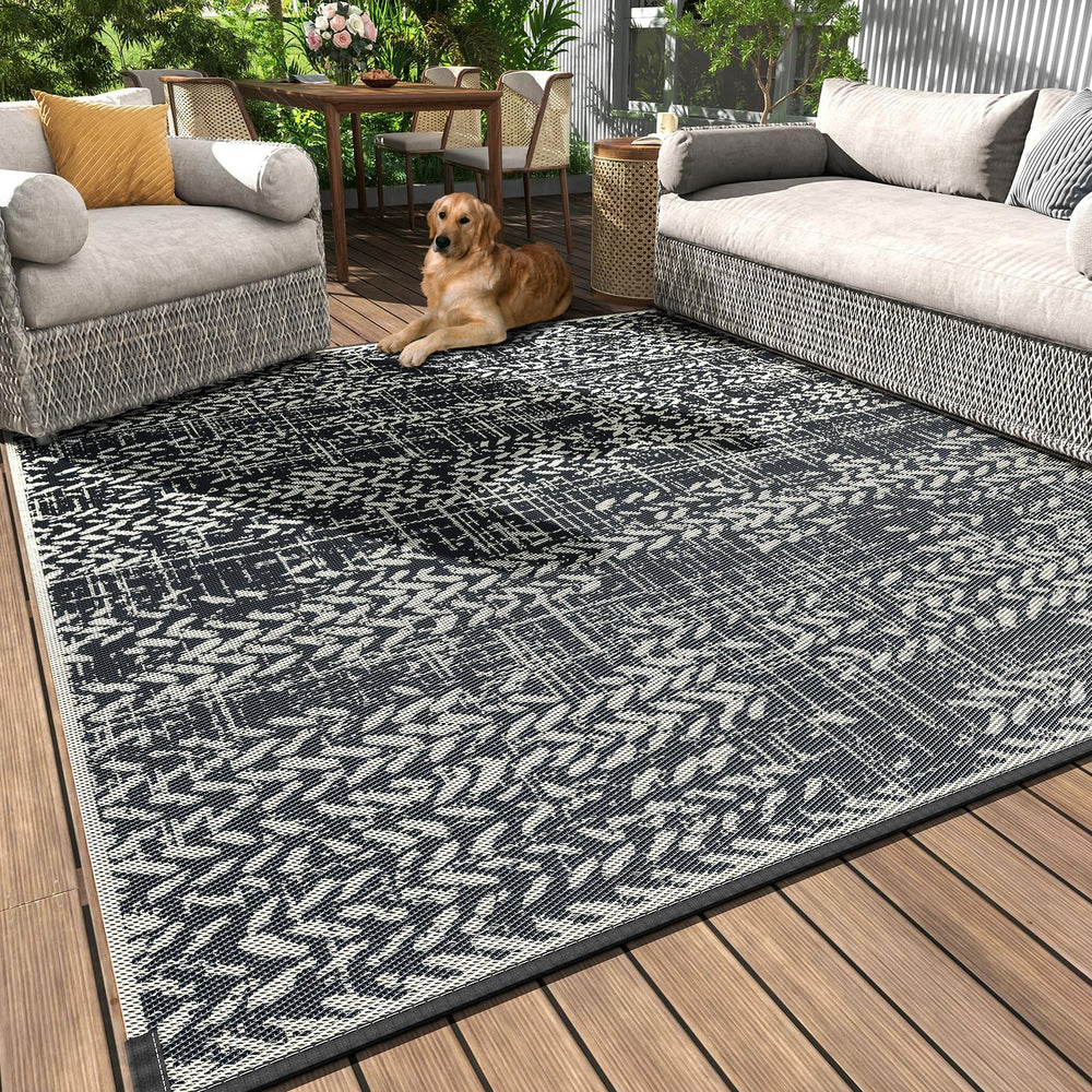 MontVoo Outdoor Rug 8x10 Waterproof-Patio Rug Mat Outdoor RV Camping Picnic B...