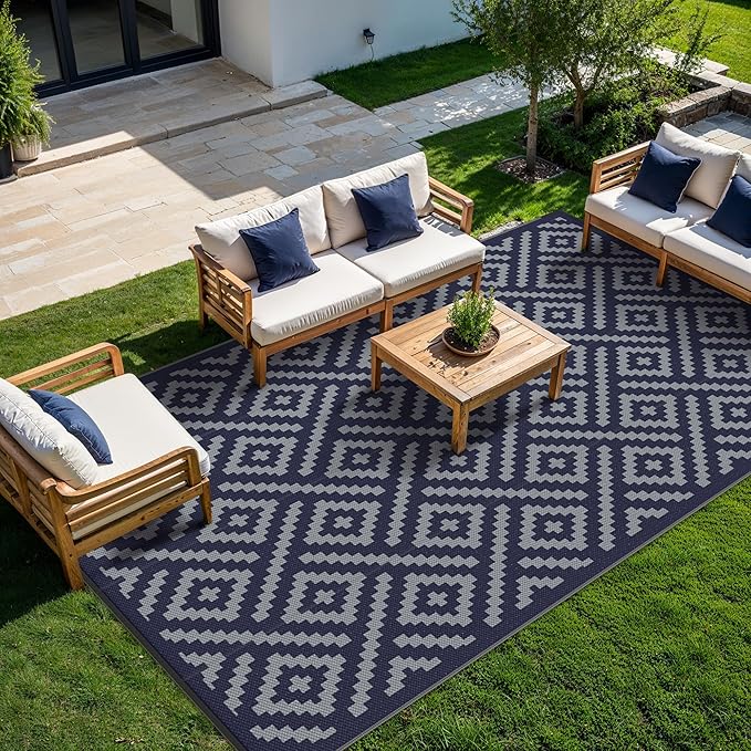 GENIMO Outdoor Rug for Patio Clearance, 10'x14' Waterproof Camping Ma...