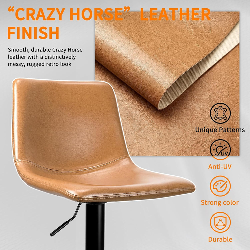 Waleaf Adjustable Bar Stools Set of 4, Modern Faux Leather Swivel Barstools