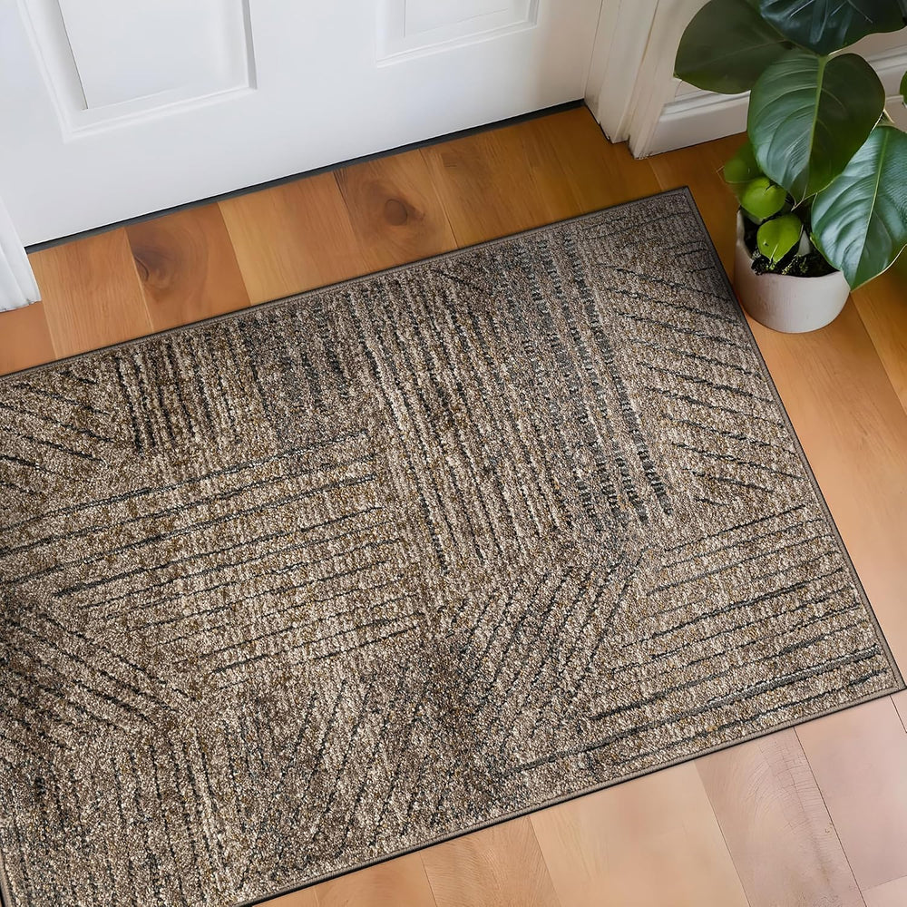 Rugshop Modern High-Low Patchwork Geometric Area Rug Indoor Brown 2'3&quo...