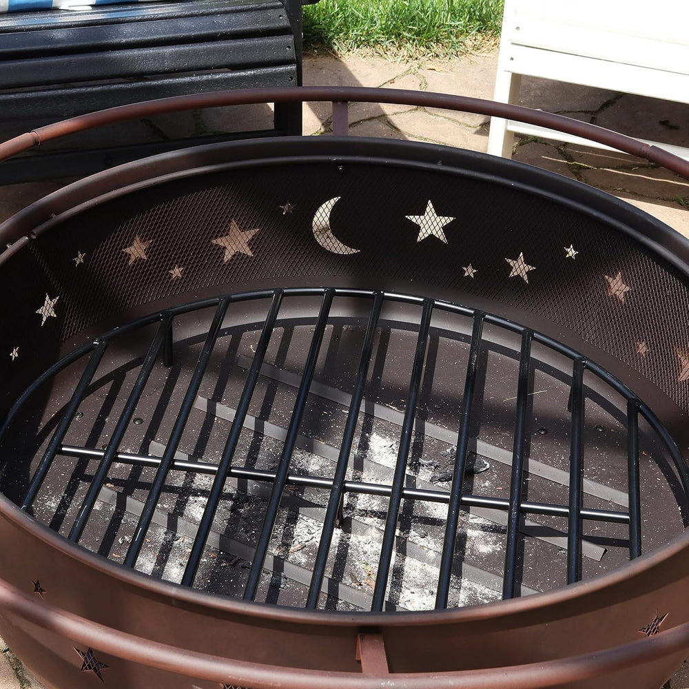 Sunnydaze Elevated Fire Pit Grate for Wood, Metal, 24” Dia, Round, Black