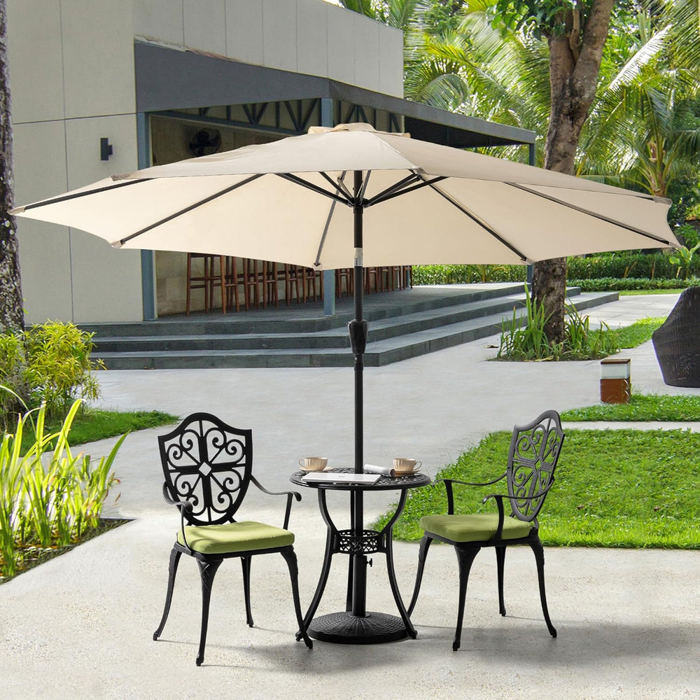 NUU GARDEN Outdoor 3-Piece Bistro Set with Cushions, Round 24 Inch Cast Alumi...