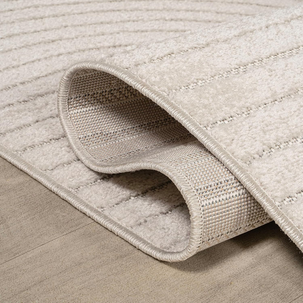 JONATHAN Y Hallie High-Low Curve Ivory/Cream Indoor/Outdoor Area Rug, 5x8, Mi...