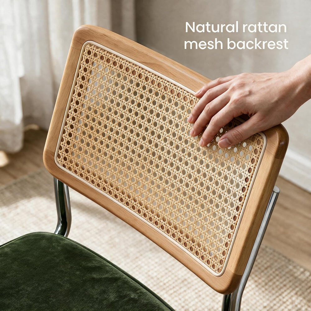 GrandNoor Natural Rattan Dining Chairs Set of 4, Cesca Design Kitchen Chair