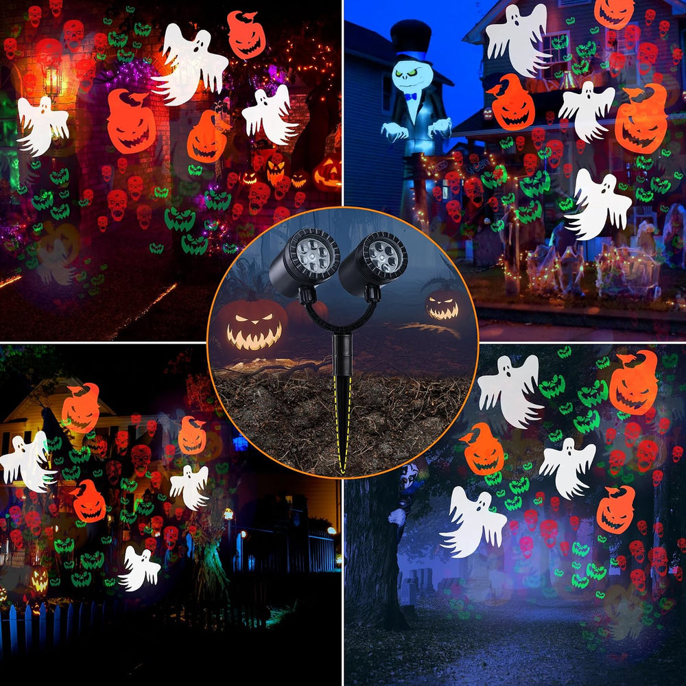 Toodour Halloween Projector Lights Outdoor, Double Head Dynamic Halloween Lig...
