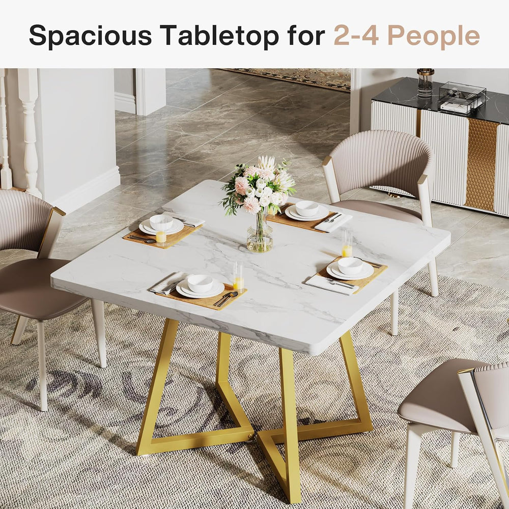 Tribesigns Square Dining Table for 2, 31.5" Modern Dinner Table with Met...
