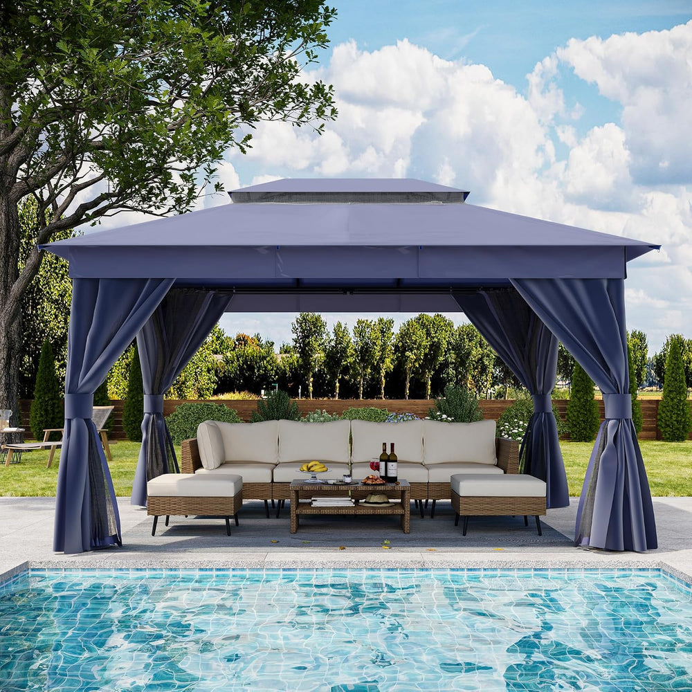 LAUSAINT HOME Patio Gazebo 10'x13', Outdoor Heavy Duty Party Tent She...