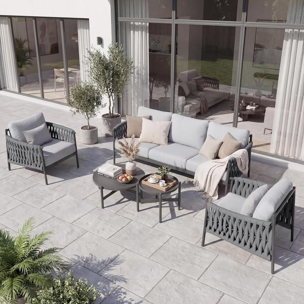Grand patio 5-Piece Outdoor Furniture Set, Outdoor Sofa Set with 2 Round Side...
