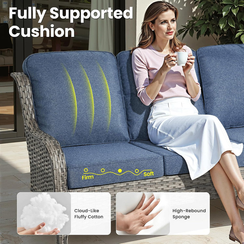 ovios 6-Piece Patio Furniture Set with Swivel Chairs Side Table, Outdoor Wick...
