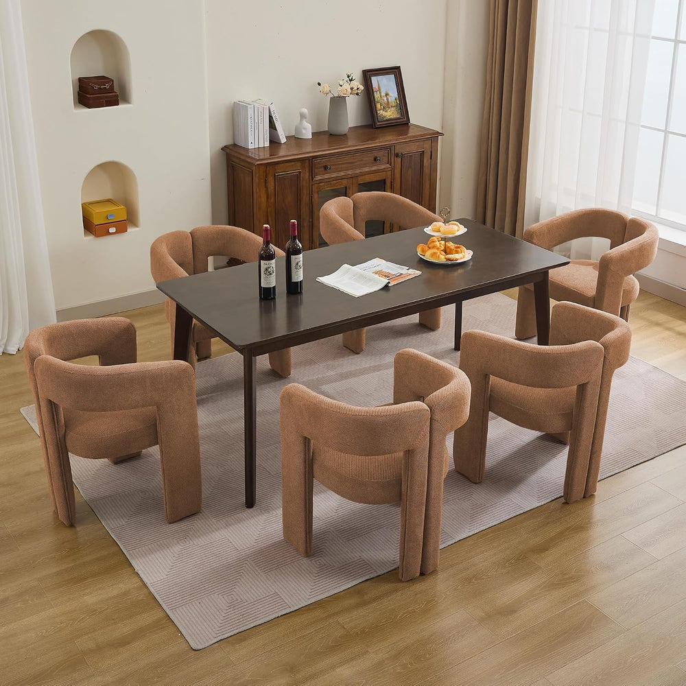 adochr Barrel Dining Chairs Set of 4,Linen Accent Chairs with Arms,Brown