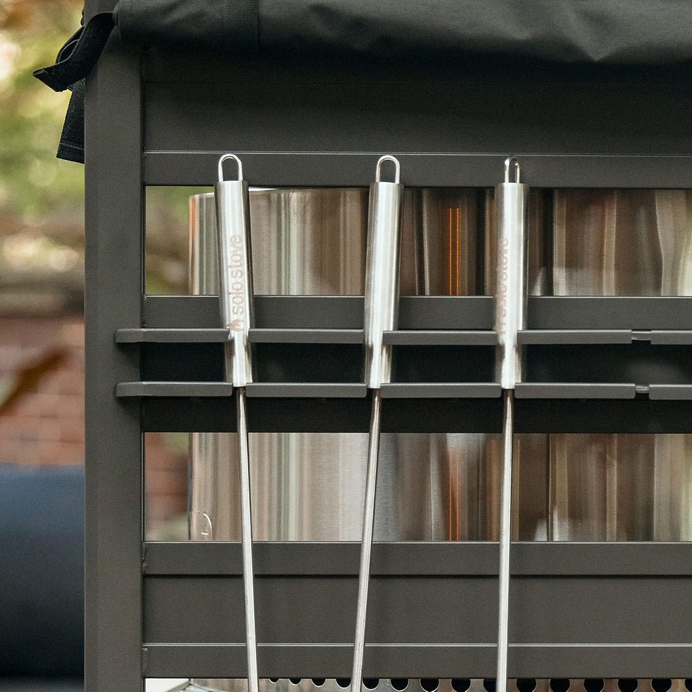 Solo Stove Station – 4.4ft Black Aluminum Firewood Rack with UV-Coated Cover,...